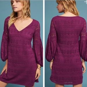 ✨ Anthropologie Maeve dress plum lace with balloon sleeves